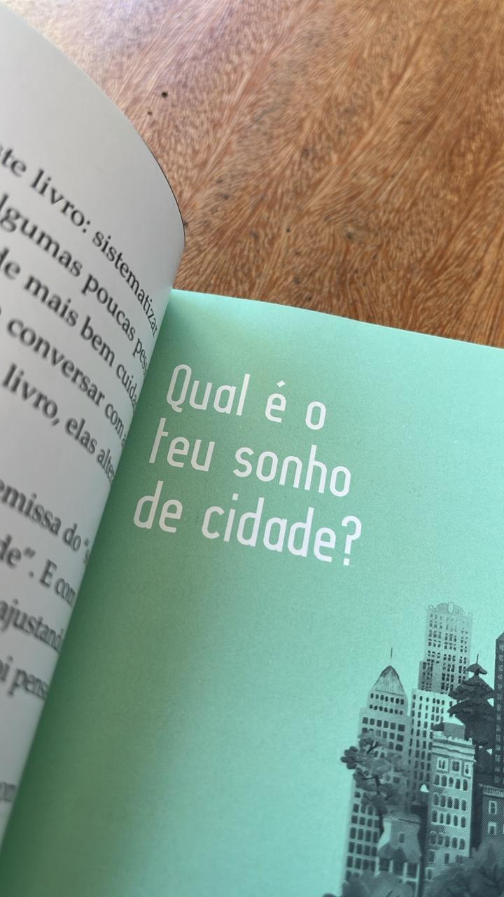 Página do livro com a pergunta Qual é o teu sonho de cidade?